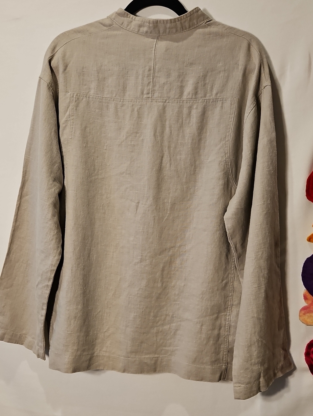Linen Henley High Quality Construction In Stone Taupe 0013 - Picture 2 of 11